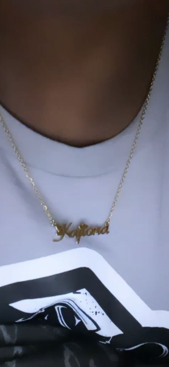 Customer photo review of Blush Name Necklace