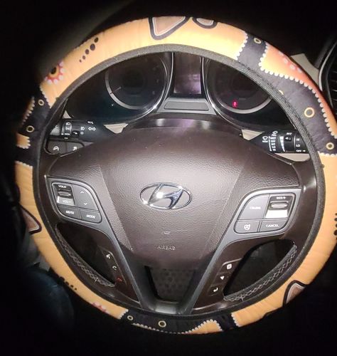 Customer photo review of Aboriginal Lizard Pattern Print Car Steering Wheel Cover