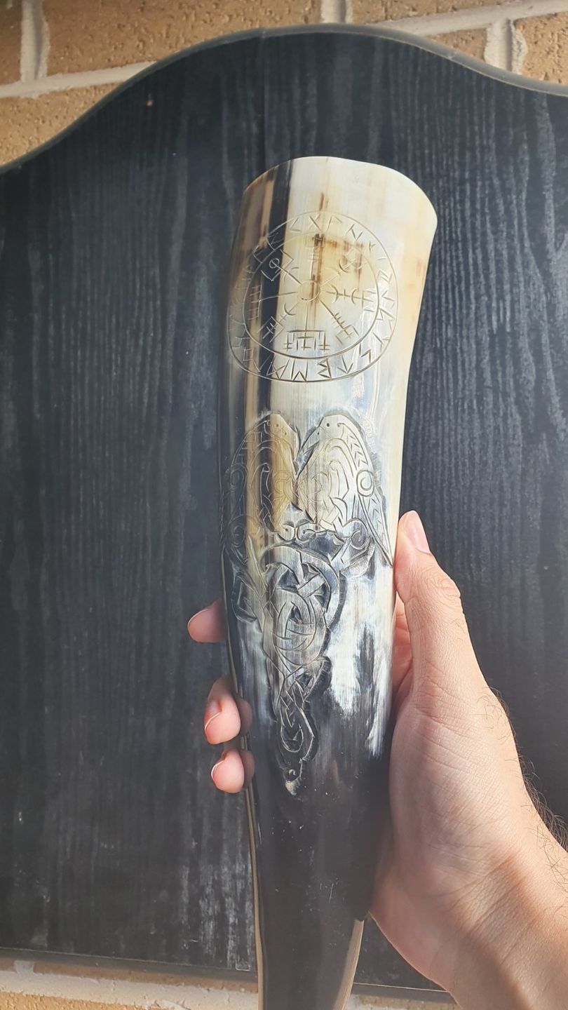 Customer photo review of Premium Ravens Guidance Drinking Horn