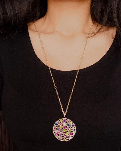 Customer photo review of Lattice Disc and Multi Gems Pendant with FREE Chain