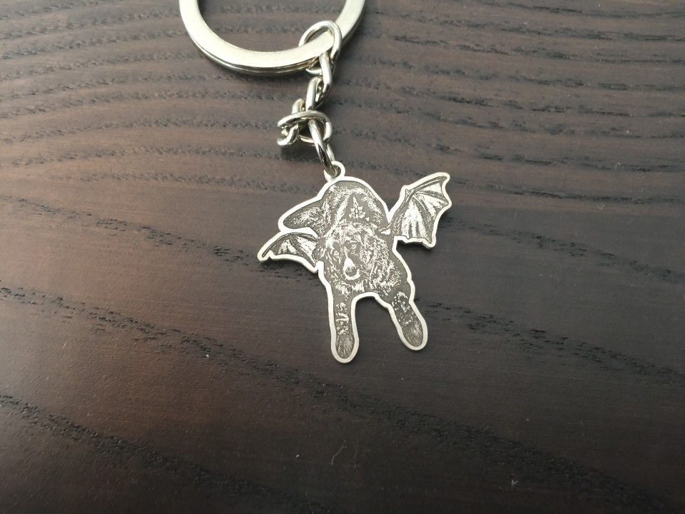 Customer photo review of Personalized Pet Shaped Keychain as Memorial Gift for Loss of Pet