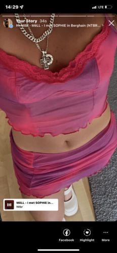 Customer photo review of Tie Dye Lace Trim Crop Top & Mesh Ruched Skirt Set