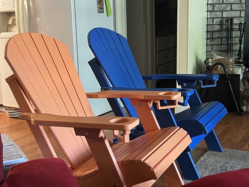 Customer photo review of DuraWeather Poly® Premium King Size Folding Adirondack Chair with Built-in Cup Holders
