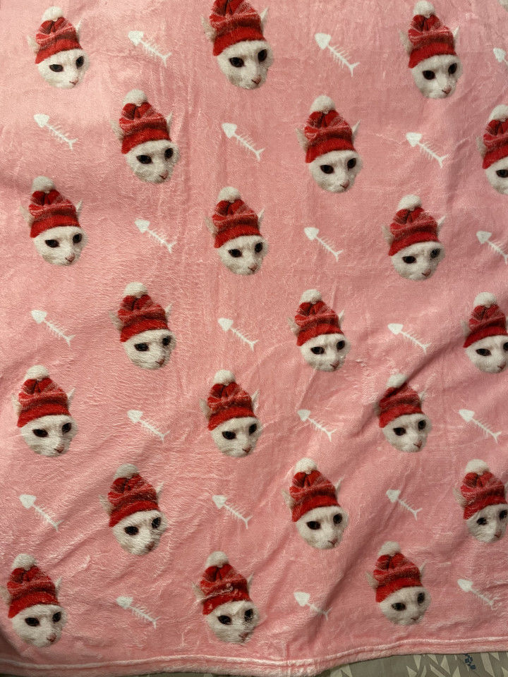 Customer photo review of Customized Pet Multi-Head Blanket with Bones