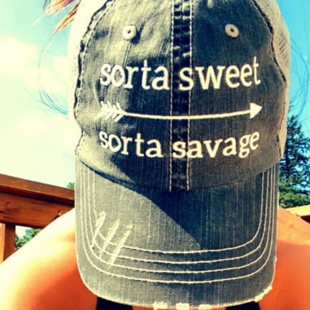 Customer photo review of Sorta Sweet Sorta Savage Trucker Hat