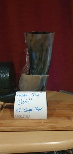 Customer photo review of Drinking Horn with Horn Stand