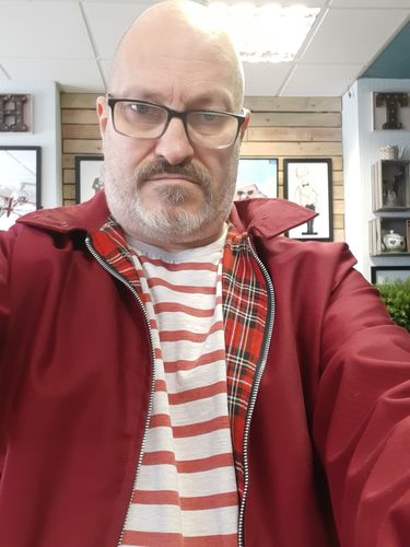 Customer photo review of Mens Classic Harrington Jacket - Burgundy