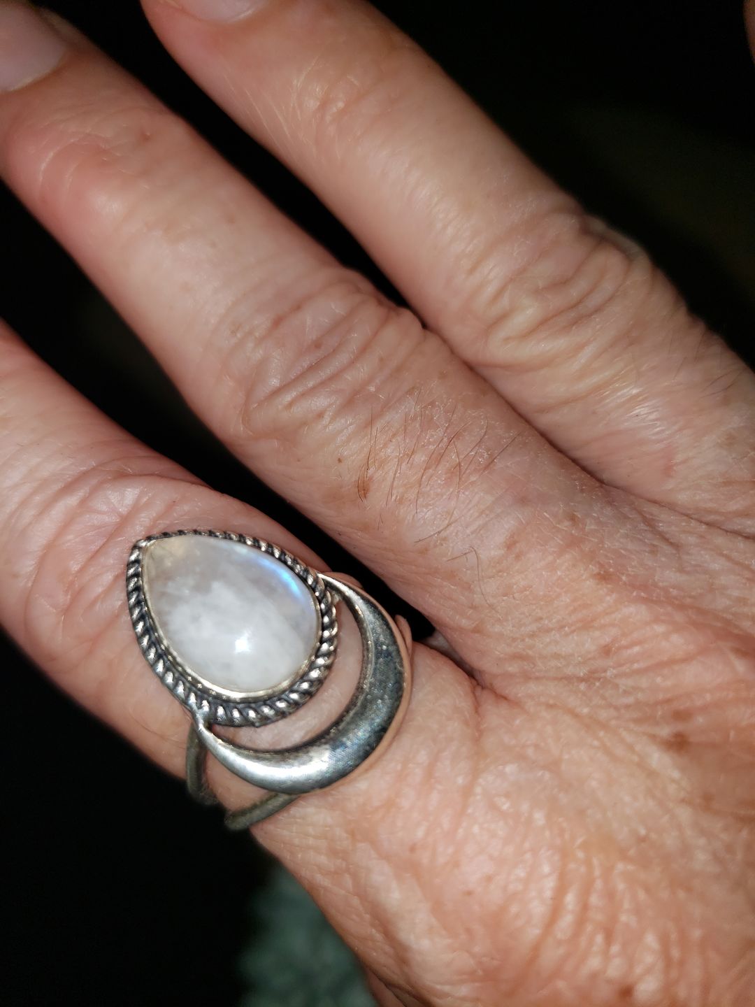 Customer photo review of Sterling Silver Crescent Moon Moonstone Ring