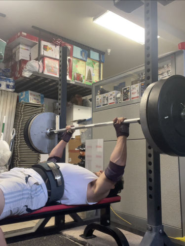 Customer photo review of PR Purple Arm Day Bundle - Purple (Wrist Wraps, Elbow Wraps, and Lifting Straps)