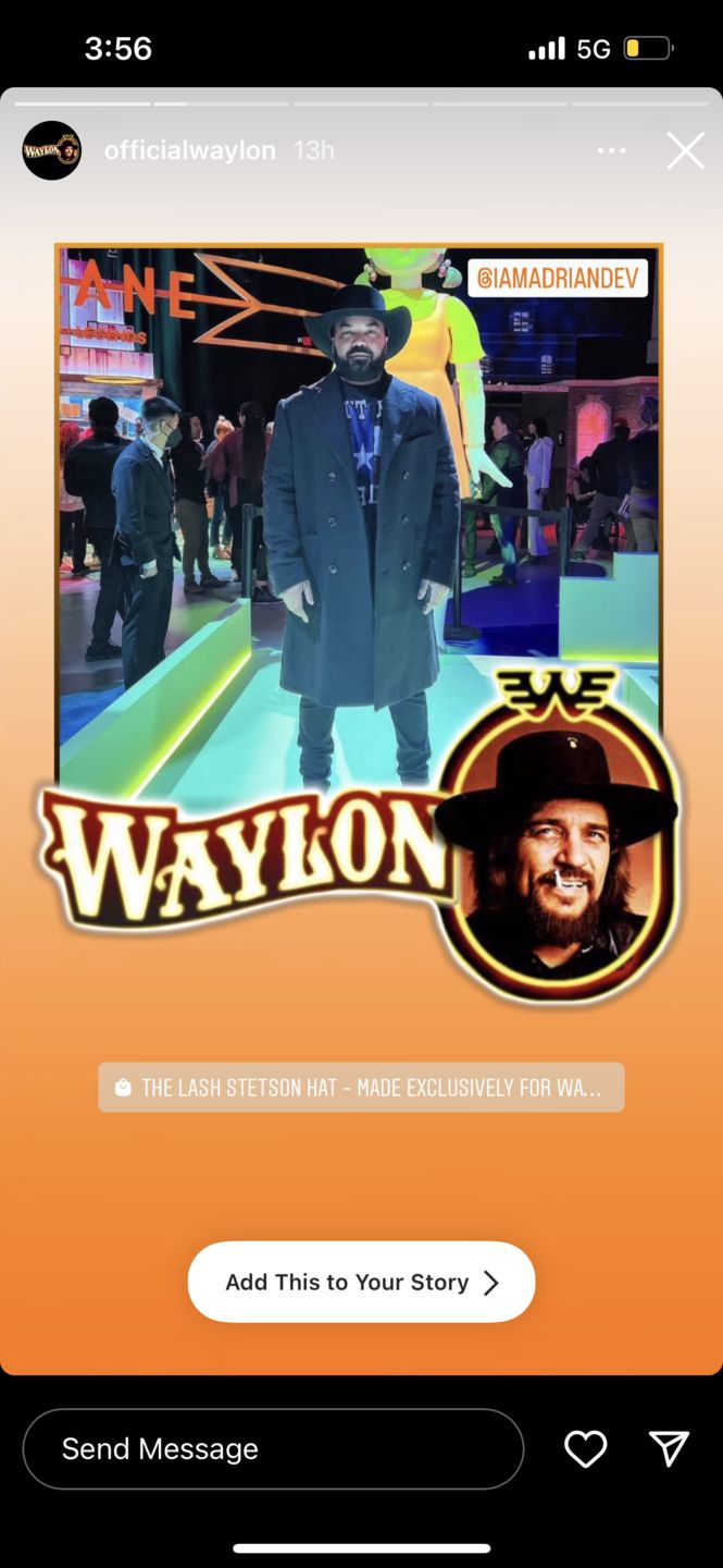 Customer photo review of The Lash Stetson Hat - Made Exclusively for Waylon Jennings