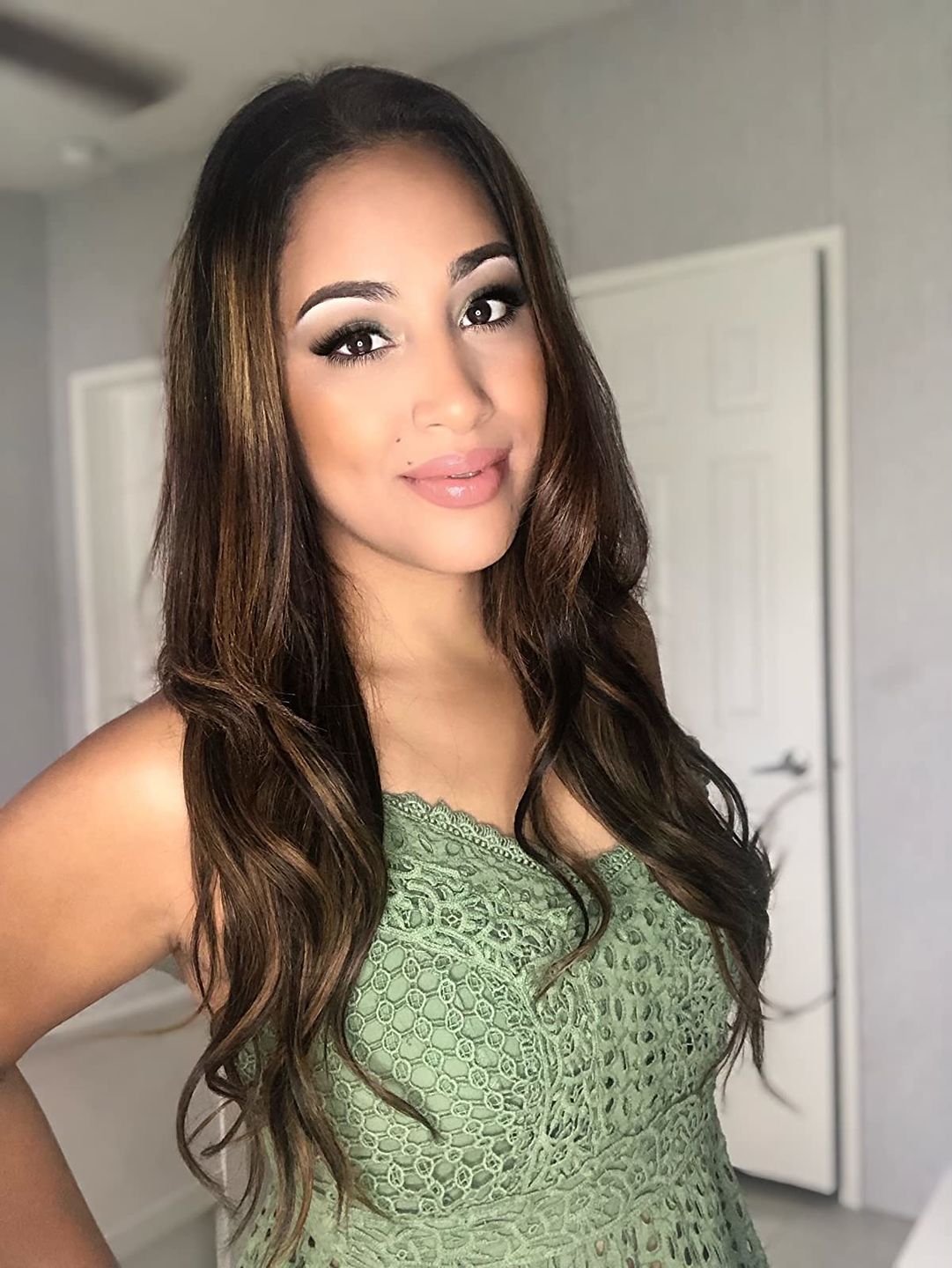 Customer photo review of Clip in Human Hair Extensions Balayage Brown Highlights #2/2/6