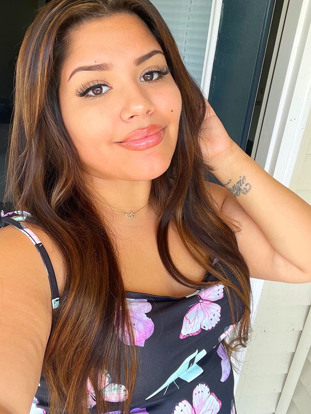 Customer photo review of Clip in Human Hair Extensions Balayage Brown Highlights #2/2/6