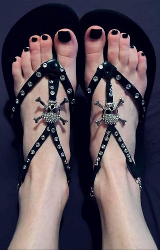 Customer photo review of Just Love Skulls Flip Flops