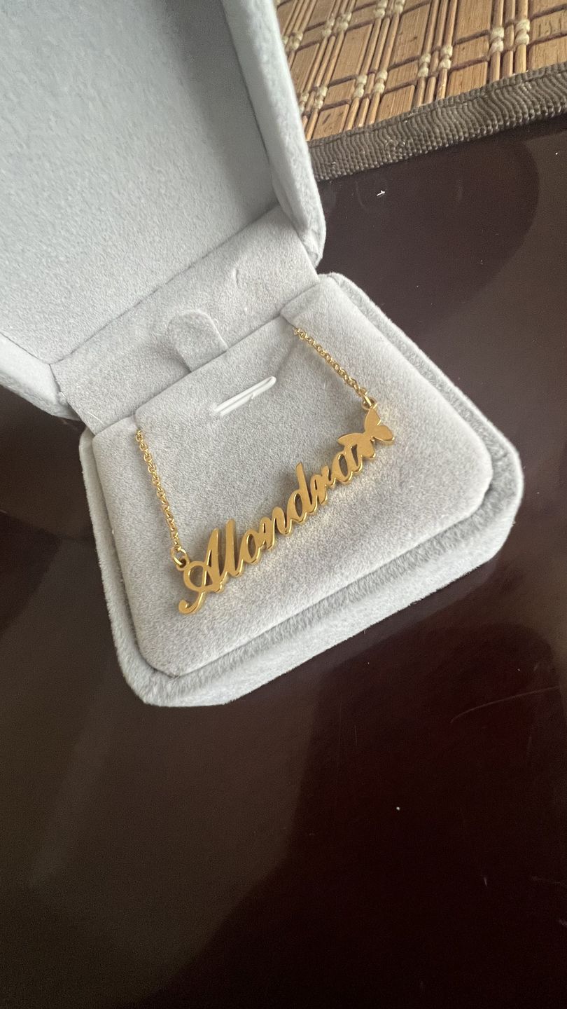 Customer photo review of Butterfly Name Necklace