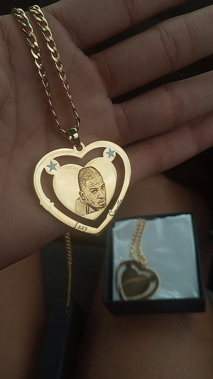 Customer photo review of Photo Engraved Heart Necklace