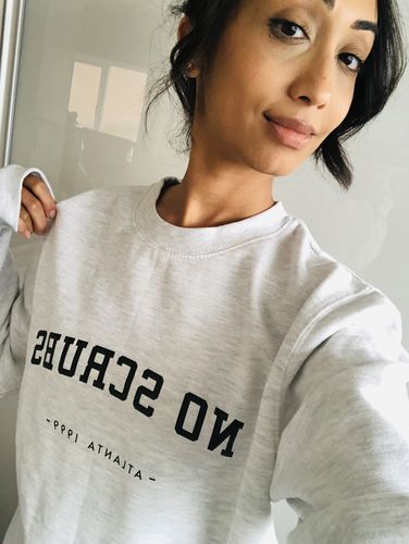Customer photo review of No Scrubs Sweatshirt
