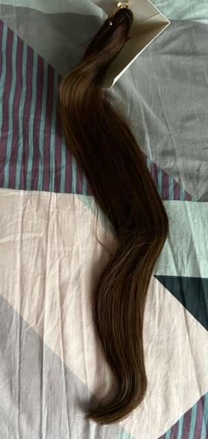 Customer photo review of Clip in Human Hair Extensions Balayage Brown Highlights #2/2/6