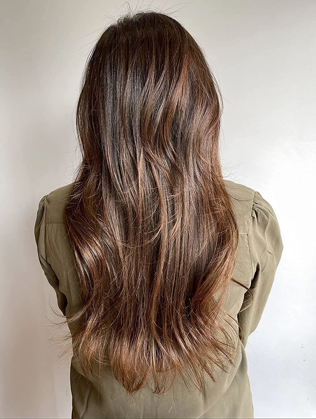 Customer photo review of Clip in Human Hair Extensions Balayage Brown Highlights #2/2/6