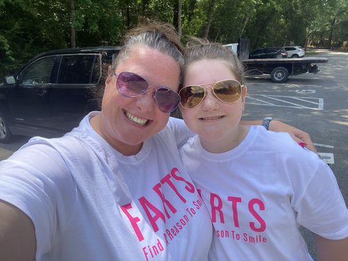 Customer photo review of FARTS Find A Reason To Smile™ Signature T-shirt | White & Pink