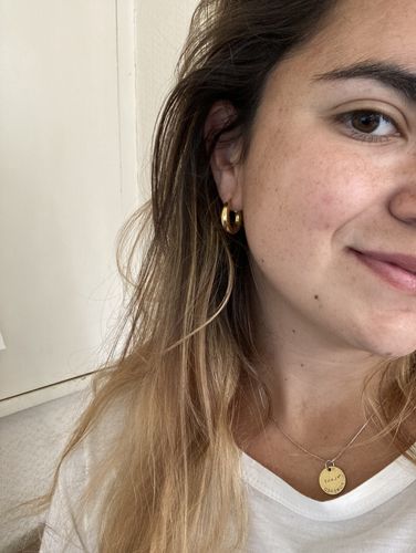 Customer photo review of Chunky Gold Hoop Earrings