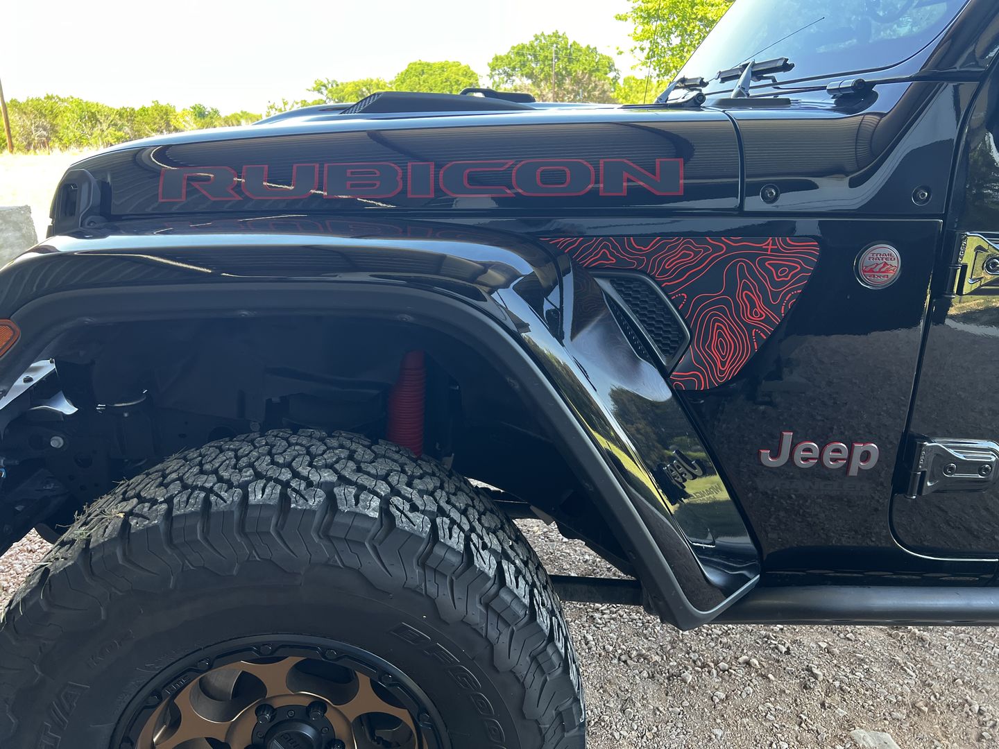 Customer photo review of Topographical Map Fender Vent Premium Wrap Decal for Wrangler and Gladiator