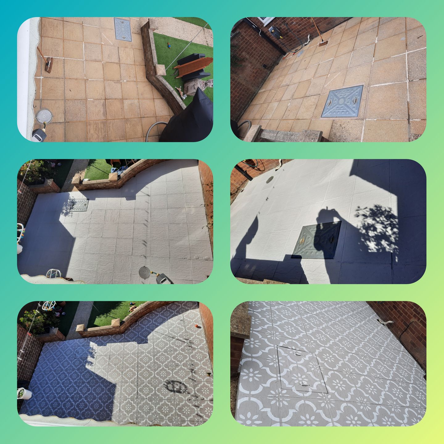 Customer photo review of Jannah Patio Stencil - Square Slabs