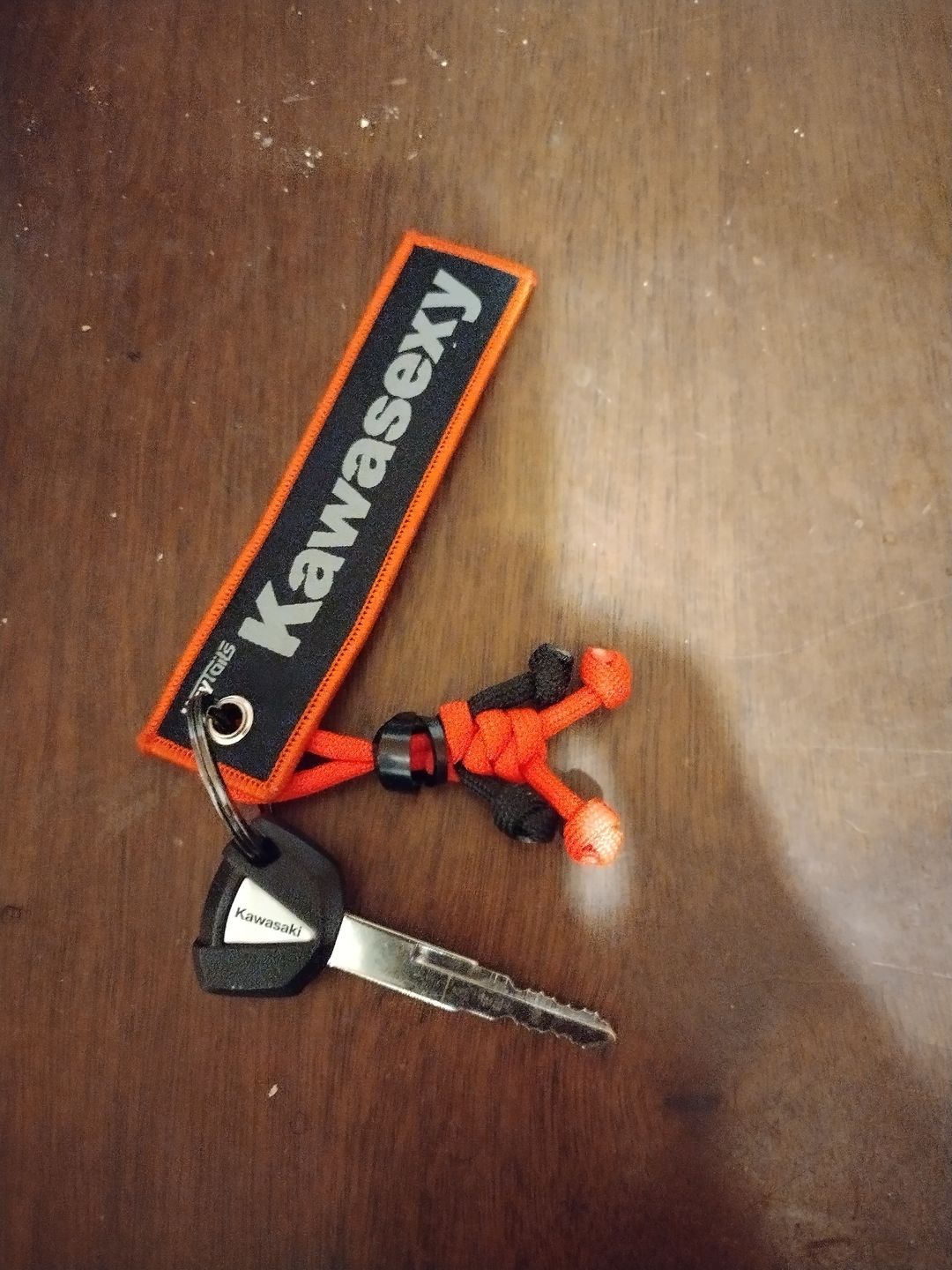 Customer photo review of Black Red Biker Buddy Paracord Keychain