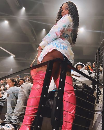 Customer photo review of Solid Color On-trend Thigh-Length Boots