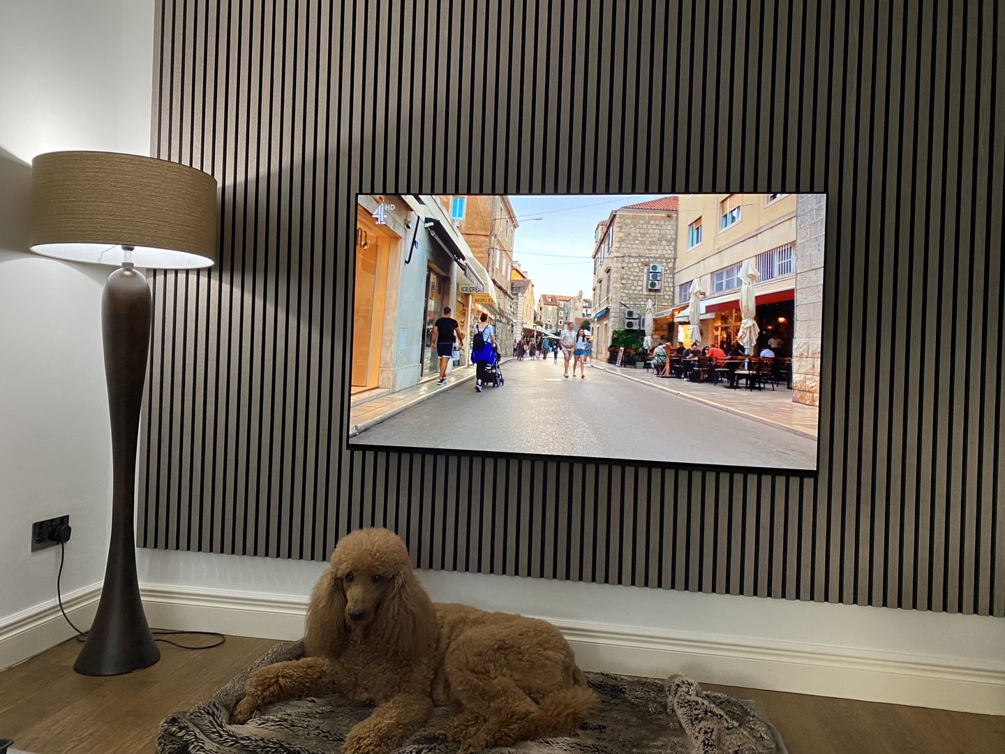 Customer photo review of SlatWall Acoustic Grey Oak