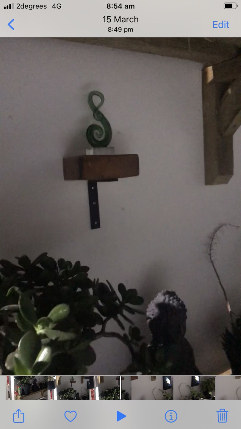 Customer photo review of Pretty Green Glass Maori Double Koru Ornament