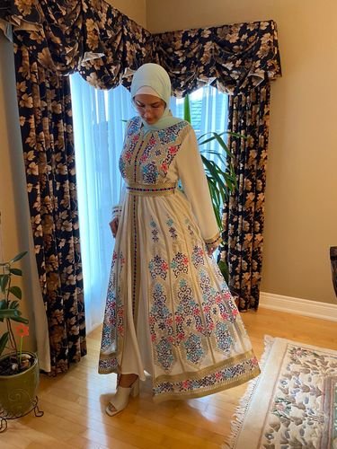 Customer photo review of Bridal White/Blue Moroccan Style Full Embroidered Kaftan
