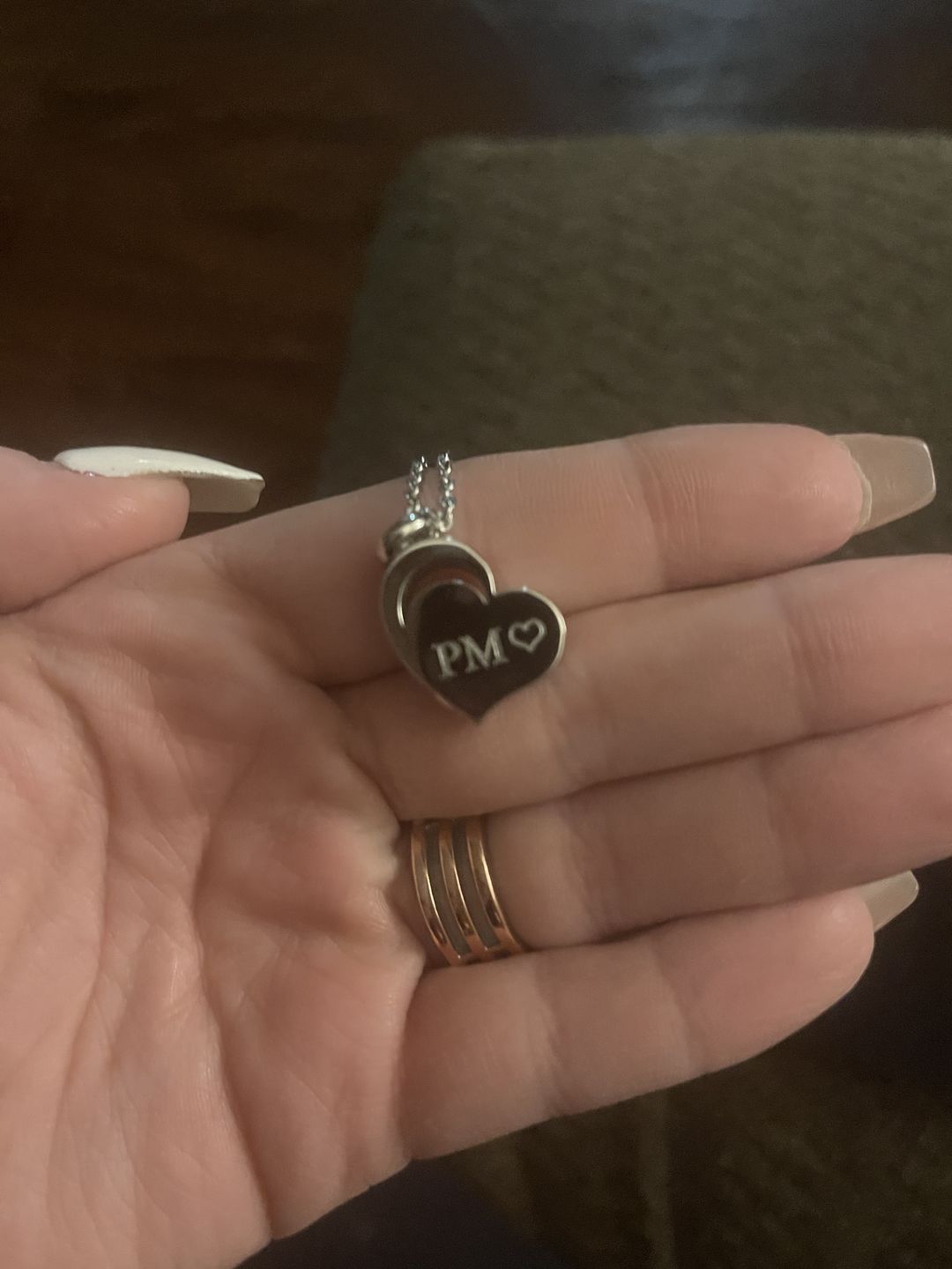 Customer photo review of Engravable Heart Cremation Urn Pendant