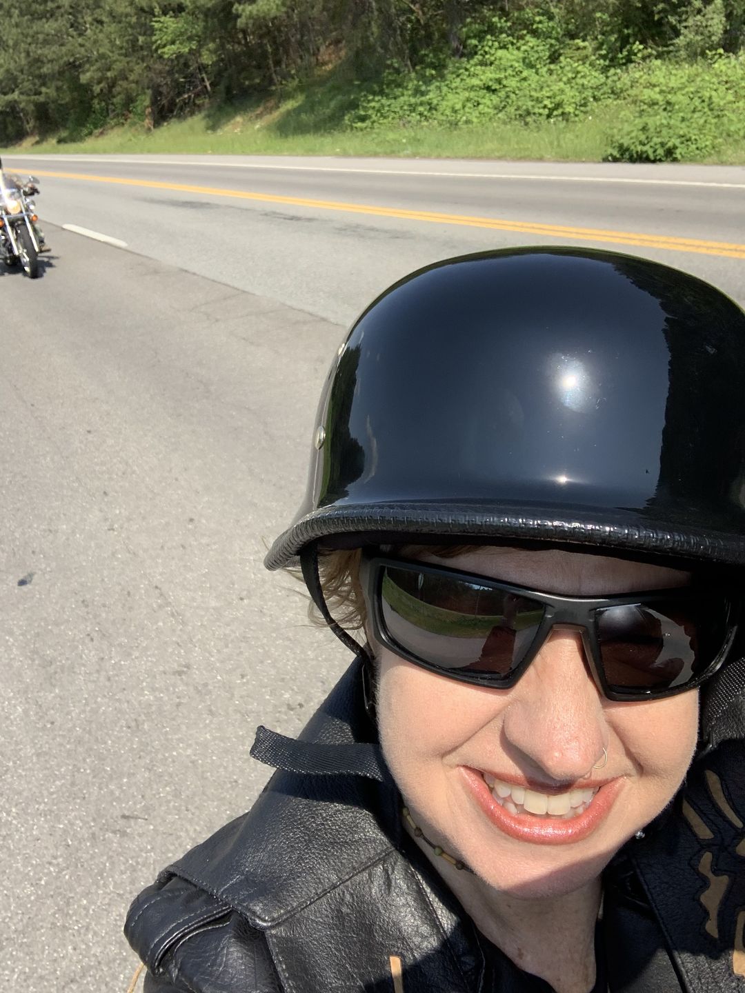 Customer photo review of Mayan Style Half Helmet - Gloss Black