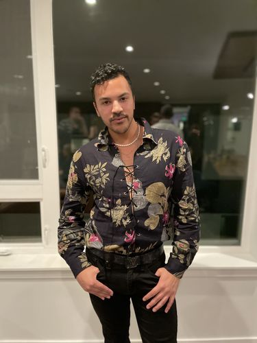 Customer photo review of Mens Floral Print Drawstring Shirt SKUJ11258
