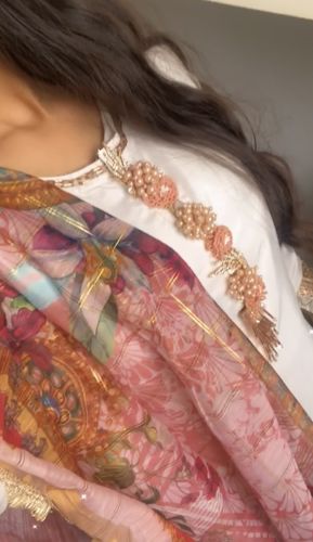 Customer photo review of Ivana Luxury Embroidered Silk White Outfit With Clutch Bag