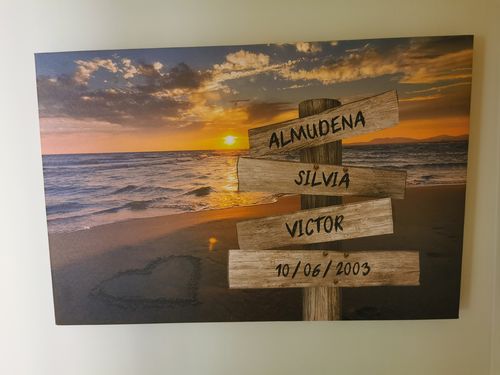 Customer photo review of Lienzo personalizado Corazon en la Playa