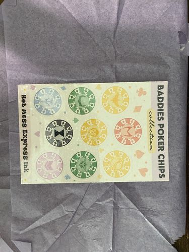Customer photo review of Baddies Poker Chips Holographic Sticker Sheet