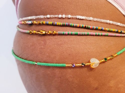 Customer photo review of Odyssey Green Flat Tie On Waist Beads