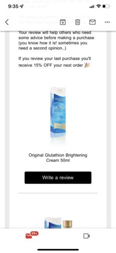 Customer photo review of Original Glutathion   Brightening Cream 50ml