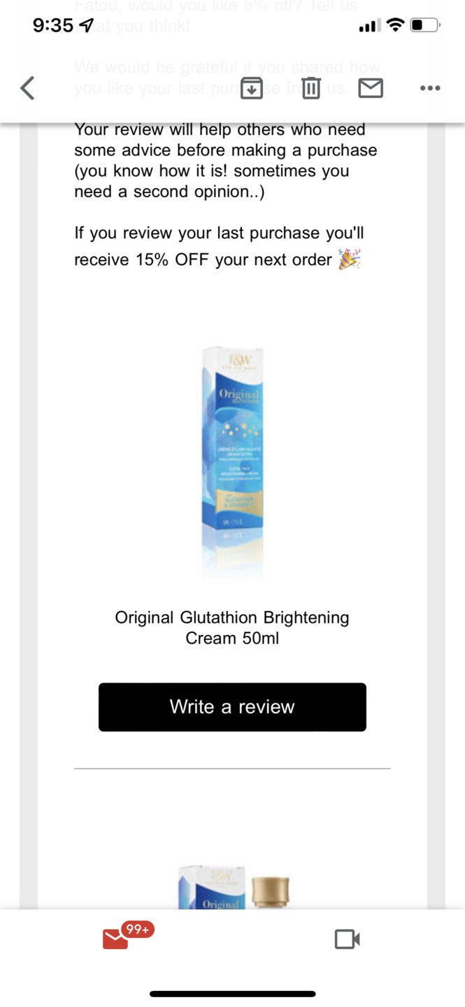Customer photo review of Original Glutathion   Brightening Cream 50ml