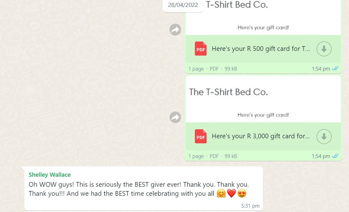 Customer photo review of Gift Card
