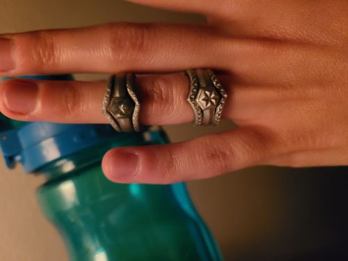 Customer photo review of Women's Couture Silicone Rings. Metallic Colors. Comfortable & Durable Wedding Bands - 3 Rings Set