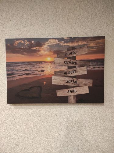 Customer photo review of Lienzo personalizado Corazon en la Playa