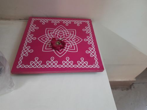 Customer photo review of Lotus Rangoli Wooden Stand / Hridaya Kamalam Kolam Manai / For Lamps / Deities/ Decoration