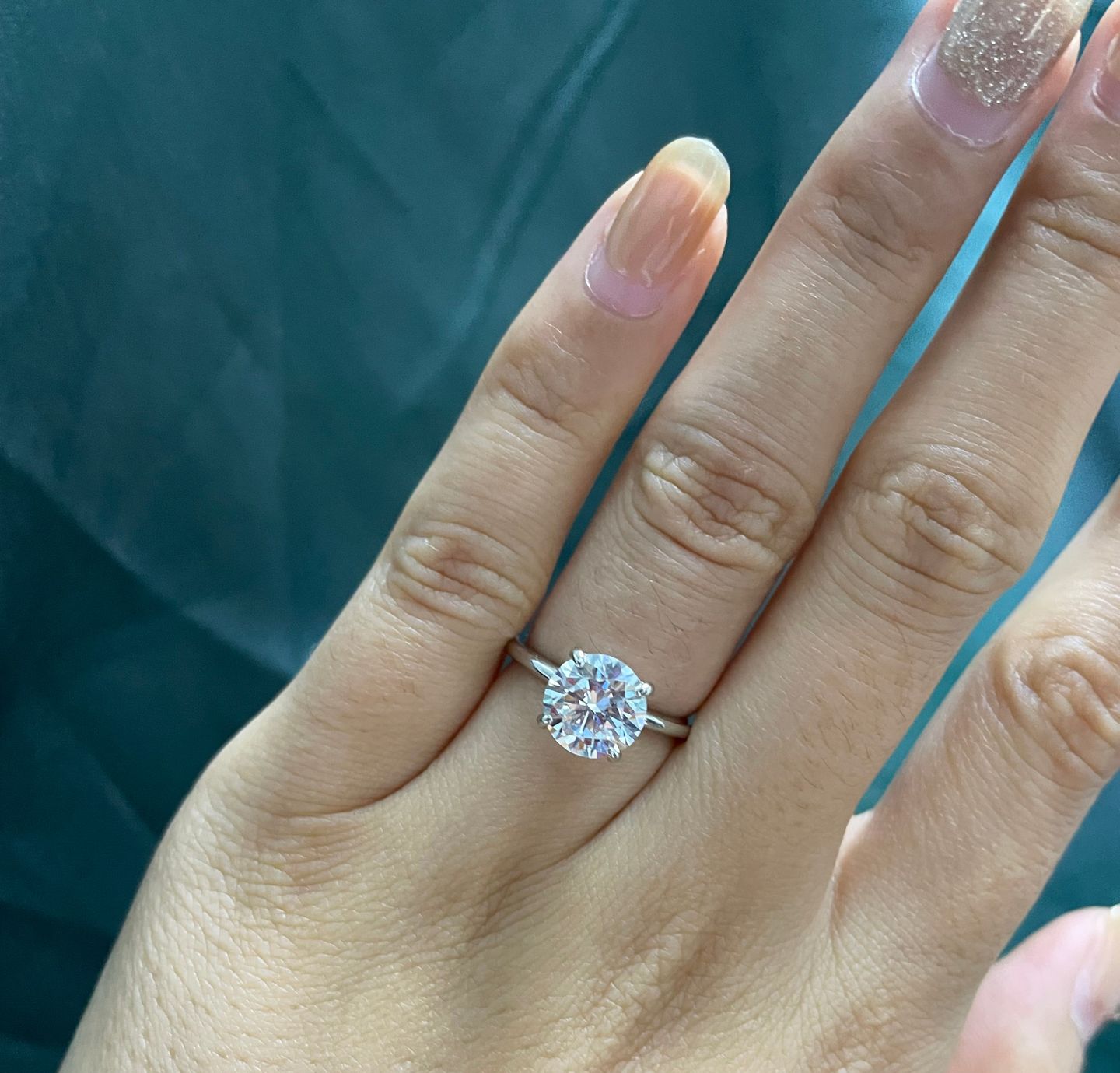Customer photo review of Louily Classic Round Cut Engagement Ring For Women In Sterling Silver