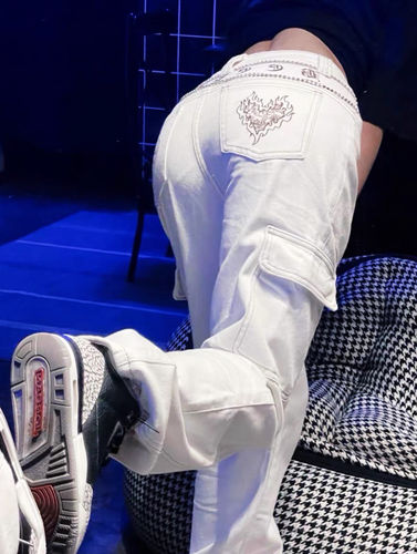 Customer photo review of Heart Embroidery Cargo Jeans