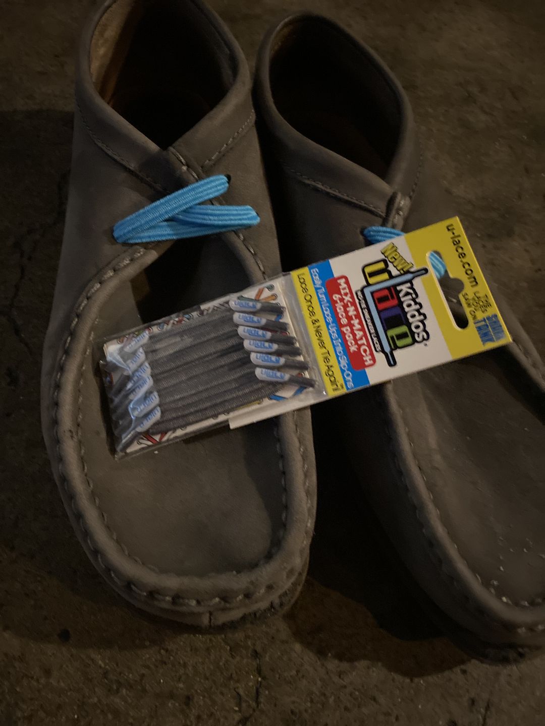 Customer photo review of U-Lace Kiddos - Medium Grey
