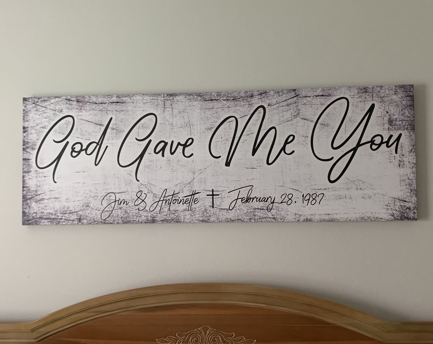 Customer photo review of Personalized "God Gave Me You" Premium Panoramic Canvas