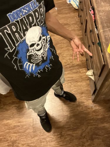 Customer photo review of Jordan 5 Racer Blue DopeSkill T-Shirt Trapped Halloween Graphic