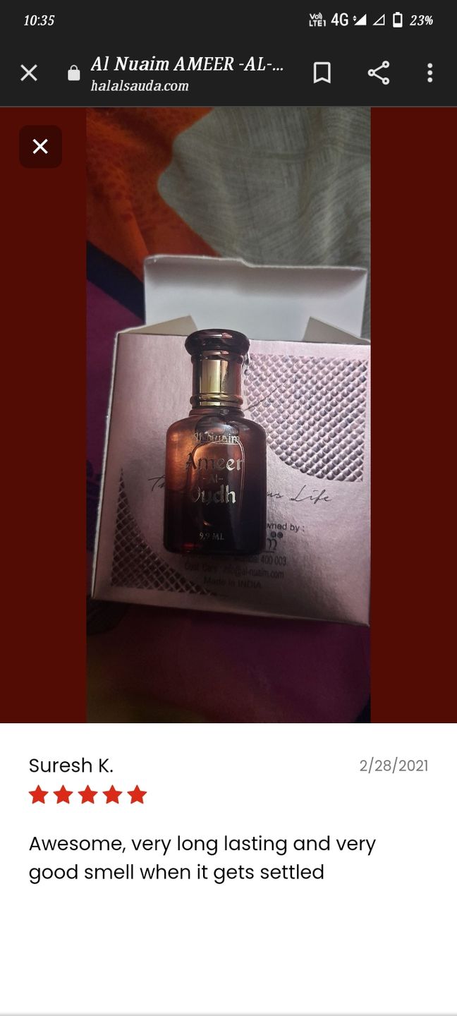 Customer photo review of Al Nuaim AMEER -AL- OUDH Attar 9.9ml